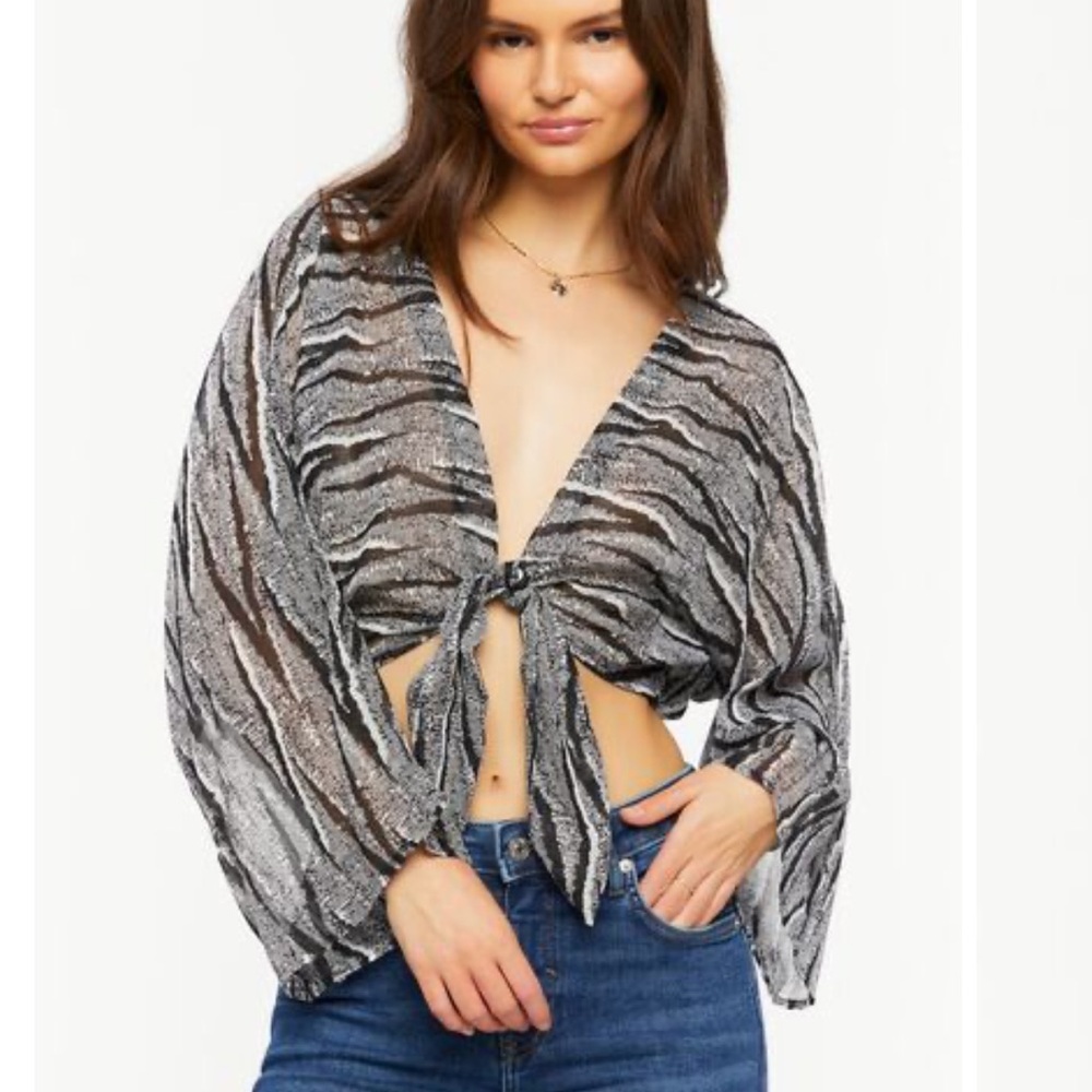 Zebra Print Tie-Front Top